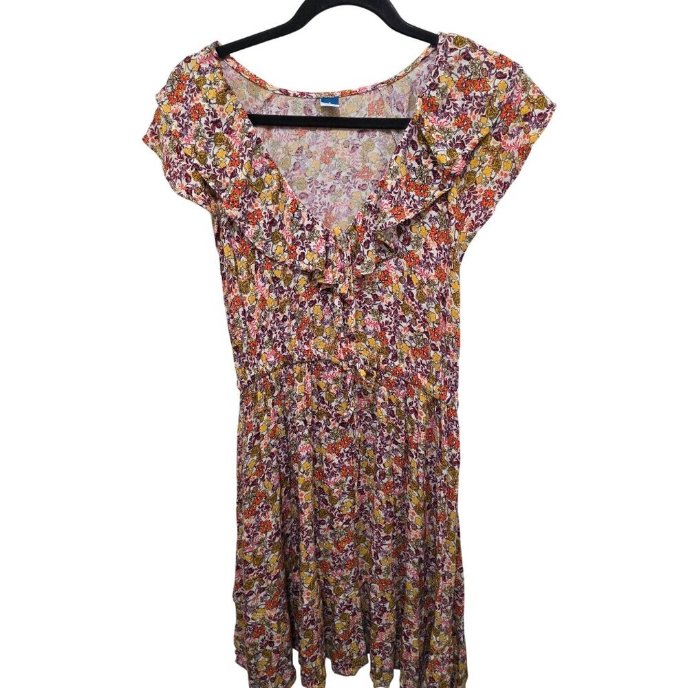 NWT Old Navy Floral Ruffle-Trimmed Boho Dress Elastic Waist Size‎ S